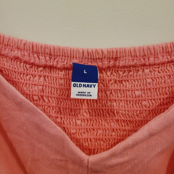 Old Navy Bubble Gum Pink Linen Blend Tie Strap Tank Top - Picture 3 of 8